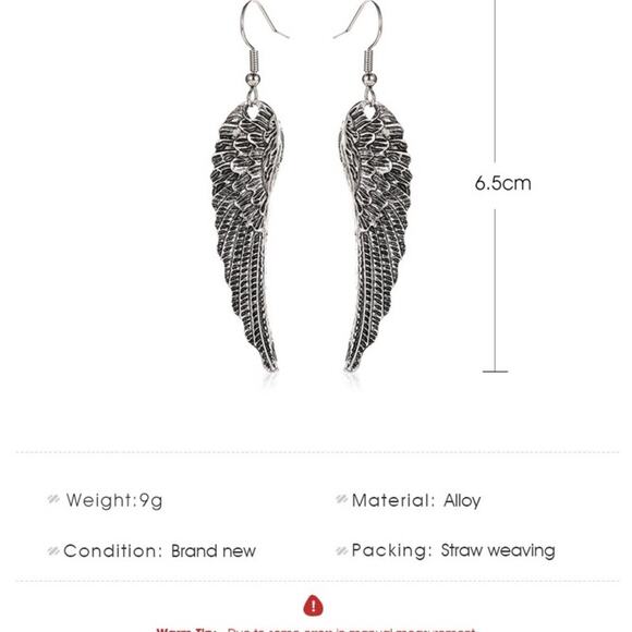 2/$30 NEW Boho Festival Sexy Angel Wings Silver Earrings 159 - Picture 7 of 8